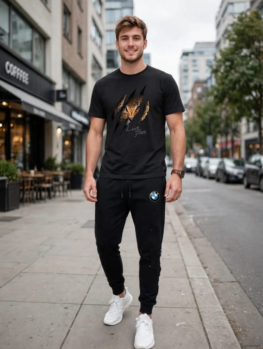 Bold meets casual in this 2-piece streetwear set.